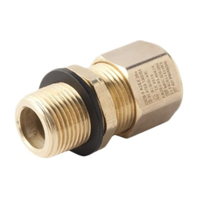 Moflash A2EX Series Brass Nickel Plated Brass Cable Gland, M20 Thread, 11mm Min, 15mm Max, IP66, IP68