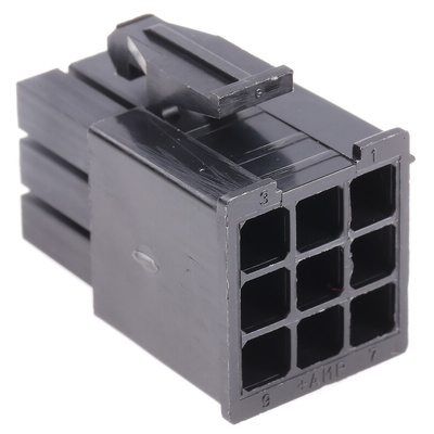 TE Connectivity, Mini-Universal MATE-N-LOK Male Connector Housing, 4.2mm Pitch, 9 Way, 3 Row