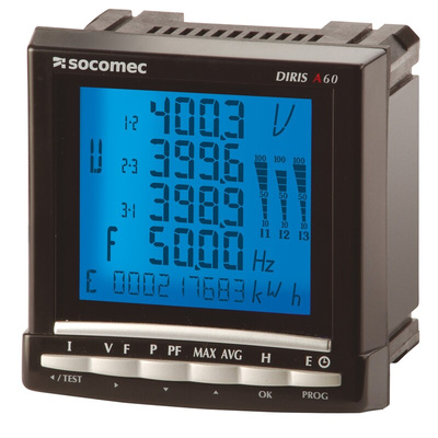 Socomec LCD Digital Panel Multi-Function Meter, 96mm x 96mm