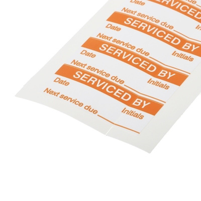 RS PRO Adhesive Pre-Printed Adhesive Label-Serviced By-. Quantity: 140
