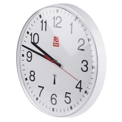 RS PRO Radio Controlled White Wall Clock, 300mm