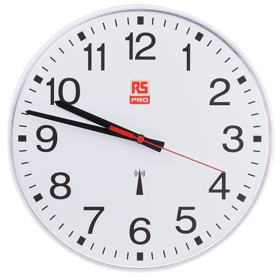 RS PRO Radio Controlled White Wall Clock, 300mm