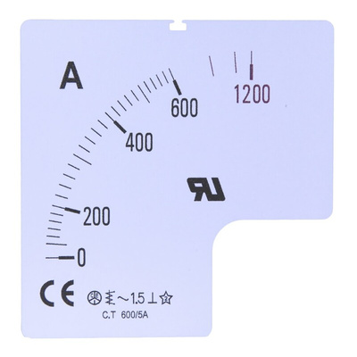 RS PRO 100A Meter Scale For Use With 72 x 72 Analogue Panel Ammeter