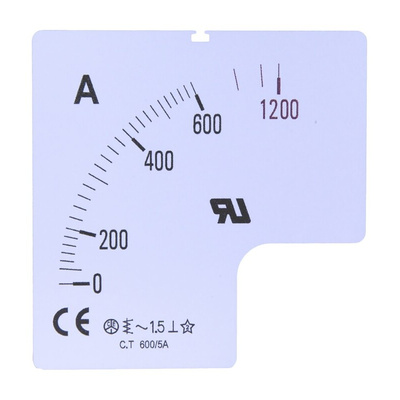 RS PRO 250A Meter Scale For Use With 72 x 72 Analogue Panel Ammeter