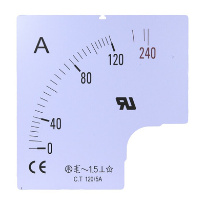 RS PRO 80A Meter Scale For Use With 96 x 96 Analogue Panel Ammeter