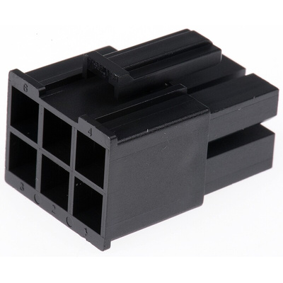Molex, Mega-Fit Male Connector Housing, 5.7mm Pitch, 6 Way, 2 Row