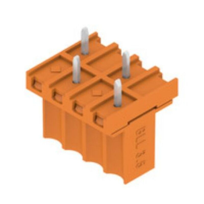 Weidmuller Female PCB Header, 3.5mm Pitch, 4 Way, 1 Row