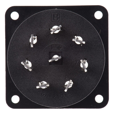 Bulgin Power Connector Panel Mount Socket, 8, Solder Termination, 6A, 250 V ac