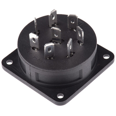 Bulgin Power Connector Panel Mount Socket, 8, Solder Termination, 6A, 250 V ac
