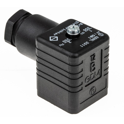 Hirschmann GDML 2P+E DIN 43650 A, Female Solenoid Valve Connector, 250 V ac/dc Voltage