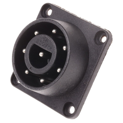 Bulgin Power Connector Panel Mount Plug, 8, Solder Termination, 6A, 250 V ac