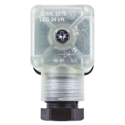 Hirschmann GDML 2P+E DIN 43650 A, Female Solenoid Valve Connector,  with Indicator Light, 24 V Voltage