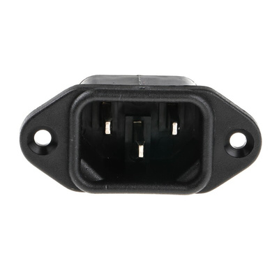 TE Connectivity IEC Connector Flange Mount Socket, 2P, Quick Connect Termination, 15A, 250 V