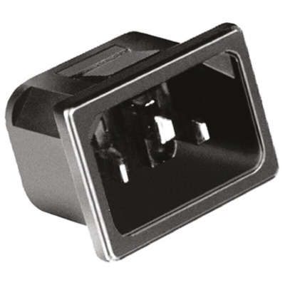 TE Connectivity IEC Connector Snap-In Socket, 2P, Quick Connect Termination, 15A, 250 V