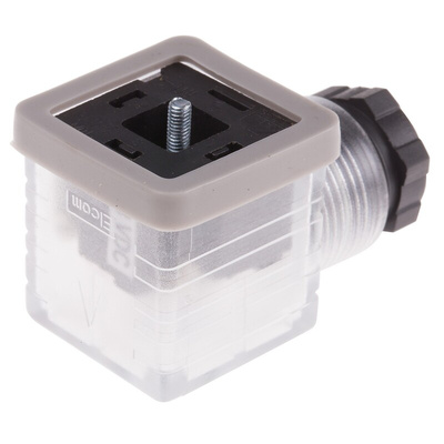 RS PRO 3P+E DIN 43650 A, Female Solenoid Valve Connector with Indicator Light, 48 V dc Voltage