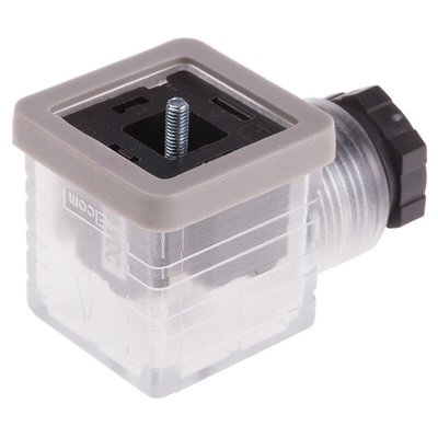 RS PRO 3P+E DIN 43650 A, Female Solenoid Valve Connector with Indicator Light, 250 V dc Voltage