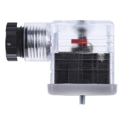 RS PRO 2P+E DIN 43650 B, Female Solenoid Valve Connector with Indicator Light, 24 V dc Voltage