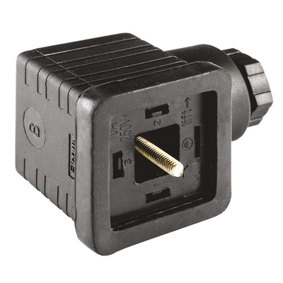 RS PRO 2P+E DIN 43650 A, Female Solenoid Valve Connector, 250 V ac Voltage
