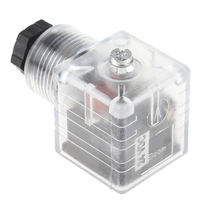 RS PRO 2P+E DIN 43650 A, Female Solenoid Valve Connector with Indicator Light, 24 V dc Voltage