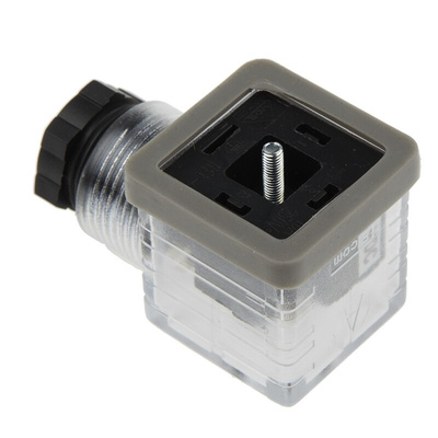 RS PRO 2P+E DIN 43650 A, Female Solenoid Valve Connector with Indicator Light, 24 V dc Voltage