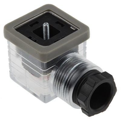 RS PRO 2P+E DIN 43650 A, Female Solenoid Valve Connector with Indicator Light, 24 V dc Voltage