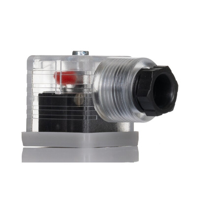 RS PRO 3P+E DIN 43650 A, Female Solenoid Valve Connector,  with Indicator Light, 24 V dc Voltage