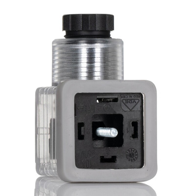 RS PRO 3P+E DIN 43650 A, Female Solenoid Valve Connector,  with Indicator Light, 24 V dc Voltage