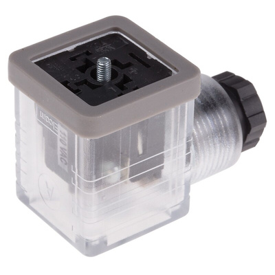 RS PRO 2P+E DIN 43650 A, Female Solenoid Connector with Indicator Light, 110 V ac Voltage