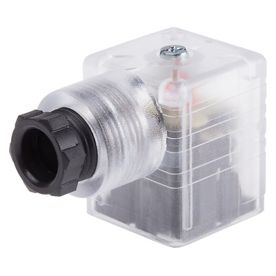 RS PRO 2P+E DIN 43650 A, Female Solenoid Connector with Indicator Light, 24 V dc Voltage