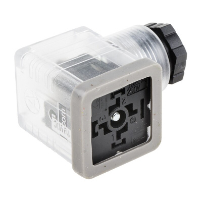 RS PRO 2P+E DIN 43650 A, Female Solenoid Connector with Indicator Light, 110 V dc Voltage