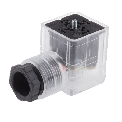 RS PRO 2P+E DIN 43650 A, Female Solenoid Connector with Indicator Light, 12 V dc Voltage