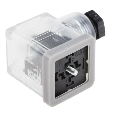 RS PRO 3P+E DIN 43650 A, Female Solenoid Connector with Indicator Light, 110 V ac Voltage