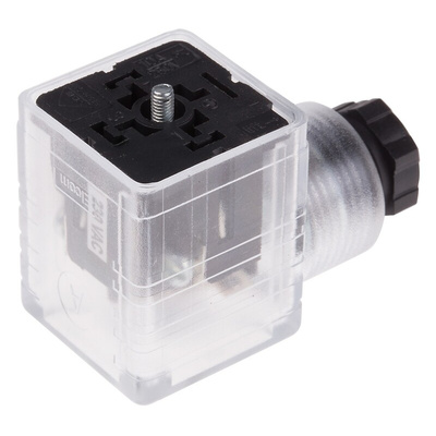 RS PRO 3P+E DIN 43650 A, Female Solenoid Connector,  with Indicator Light, 250 V ac Voltage