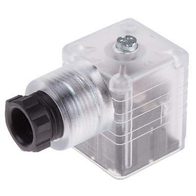 RS PRO 3P+E DIN 43650 A, Female Solenoid Connector,  with Indicator Light, 250 V ac Voltage