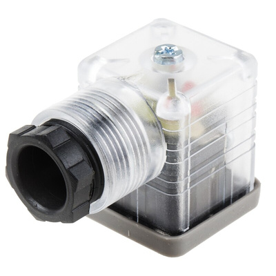 RS PRO 3P+E DIN 43650 A, Female Solenoid Connector with Indicator Light, 24 V ac Voltage