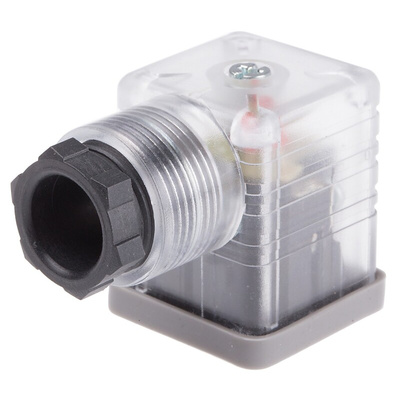 RS PRO 3P+E DIN 43650 A, Female Solenoid Connector,  with Indicator Light, 24 V dc Voltage