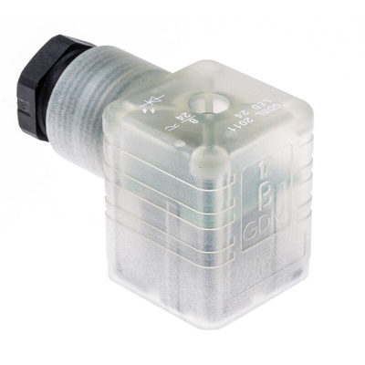 Hirschmann GDML 2P+E DIN 43650 A, Female Solenoid Valve Connector,  with Indicator Light, 24 V Voltage