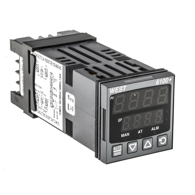 West Instruments P6100+ Panel Mount PID Temperature Controller, 48 x 48mm 1 Input, 2 Output Relay, 100 → 240 V