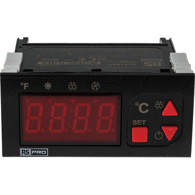RS PRO Panel Mount On/Off Temperature Controller, 77 x 35mm 1 Input, 2 Output Relay, 230 V ac Supply Voltage