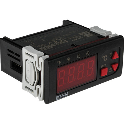 RS PRO Panel Mount On/Off Temperature Controller, 77 x 35mm 1 Input, 2 Output Relay, 230 V ac Supply Voltage