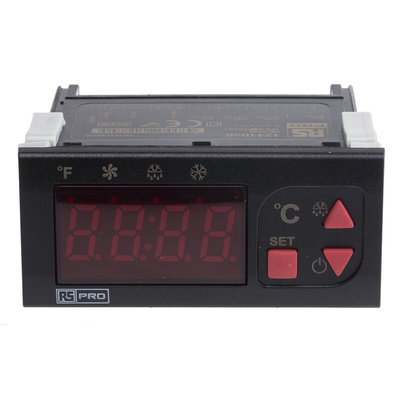 RS PRO Panel Mount On/Off Temperature Controller, 77 x 35mm 2 Input, 3 Output Relay, 24 V ac/dc Supply Voltage