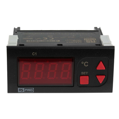 RS PRO Panel Mount On/Off Temperature Controller, 77 x 35mm 1 Input, 1 Output Relay, 230 V ac Supply Voltage