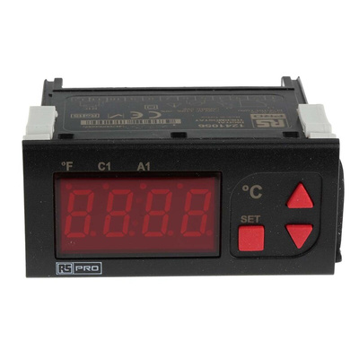 RS PRO Panel Mount On/Off Temperature Controller, 77 x 35mm 1 Input, 2 Output Relay, 230 V ac Supply Voltage