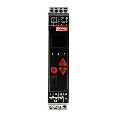 RS PRO DIN Rail PID Temperature Controller, 22.5 x 110mm 1 Input, 2 Output Relay, Relay-CO, 24 V ac/dc Supply Voltage