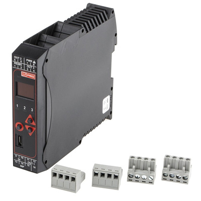 RS PRO DIN Rail PID Temperature Controller, 22.5 x 110mm 1 Input, 3 Output Changeover Relay, Relay, SSR, 100 →