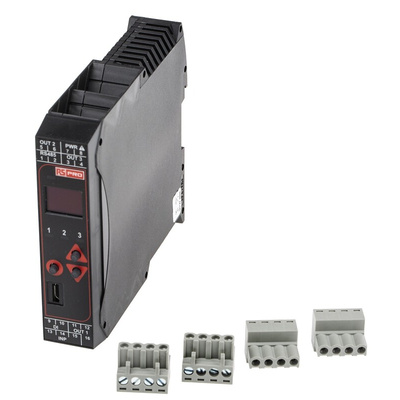 RS PRO DIN Rail PID Temperature Controller, 22.5 x 110mm 1 Input, 3 Output Changeover Relay, Relay, SSR, 100 →