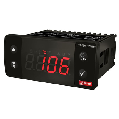 RS PRO Panel Mount On/Off Temperature Controller, 77 x 35mm 1 Input, 1 Output Relay, 100 → 240 V dc Supply