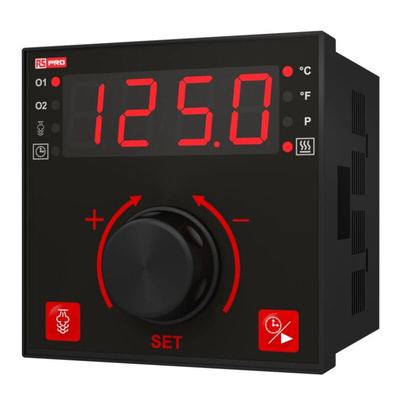 RS PRO Panel Mount On/Off Temperature Controller, 96 x 96mm 3 Input, 3 Output Relay, SSR, 100 → 240 V Supply