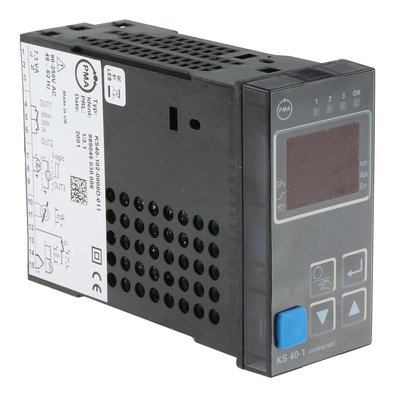 P.M.A KS40 PID Temperature Controller, 96 x 48mm, 3 Output, 90 → 250 V ac Supply Voltage