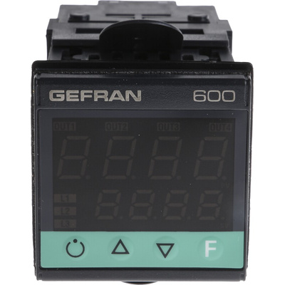 Gefran 600 PID Temperature Controller, 48 x 48 (1/16 DIN)mm, 2 Output Relay, 100 V ac, 240 V ac Supply Voltage ON/OFF